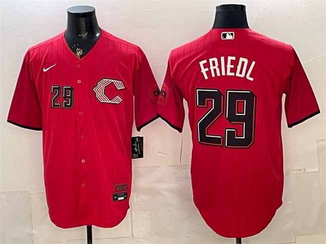 Men's Cincinnati Reds #29 TJ Friedl Red 2026 City Connect Stadium Stitched Baseball Jersey Men's Cincinnati Reds #29 TJ Friedl Red 2026 City Connect Stadium Stitched Baseball Jersey